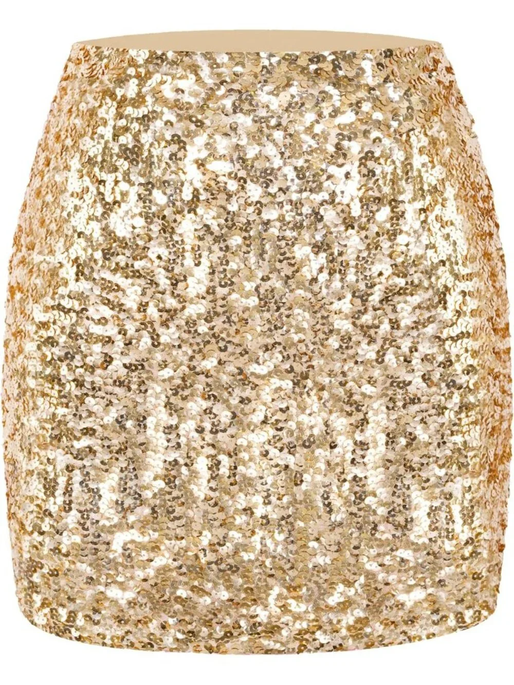 Women's Sequin Sparkle High Waist Bodycon Stretchy Champagne Mini Skirt